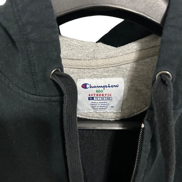 Champion Hooded Pullover Full Zip Sweatshirt Size YXL Black Thick - Picture 3 of 6